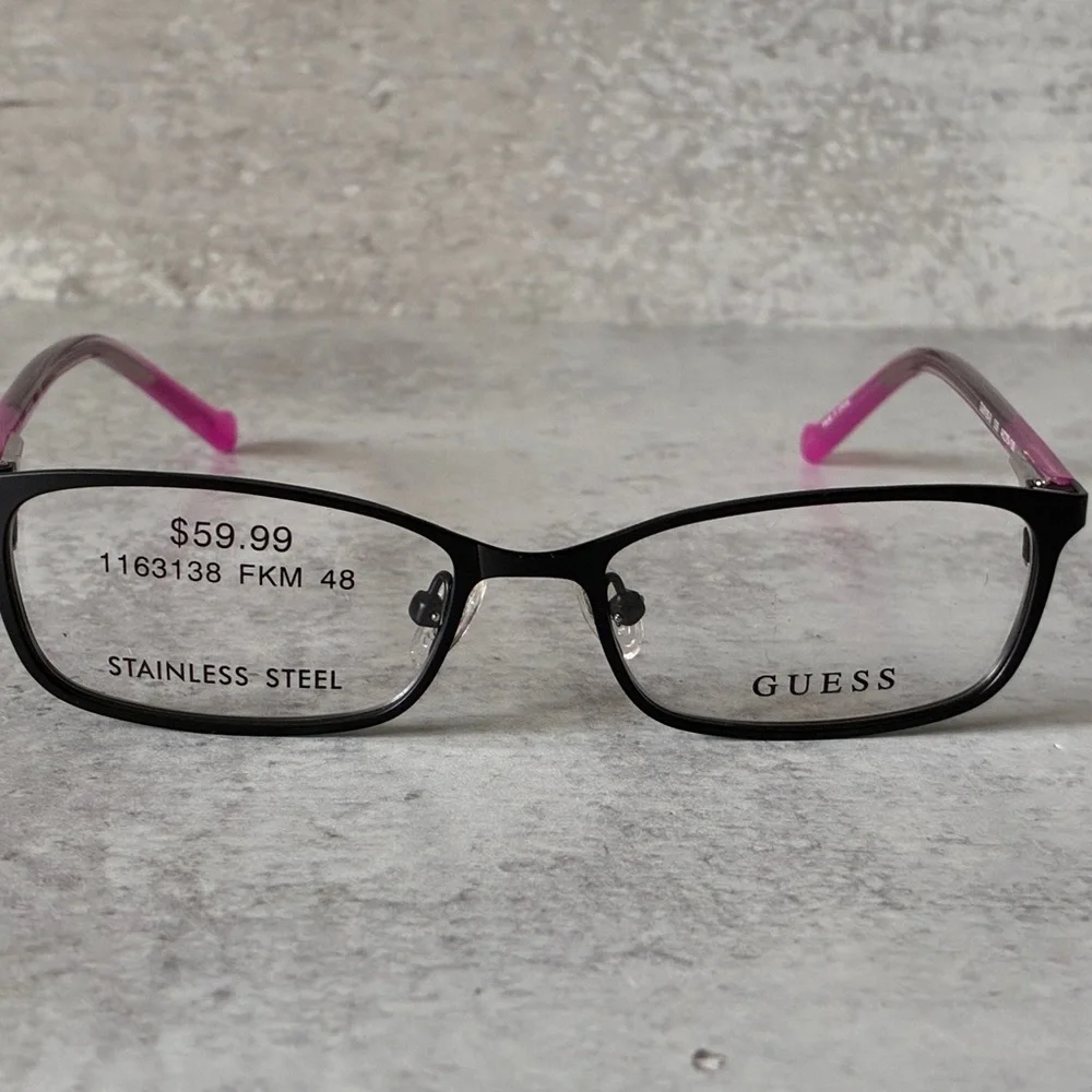 GUESS GU9155-3 005 Black Pink Eyeglasses 48□15 Stainless Steel RX Frames